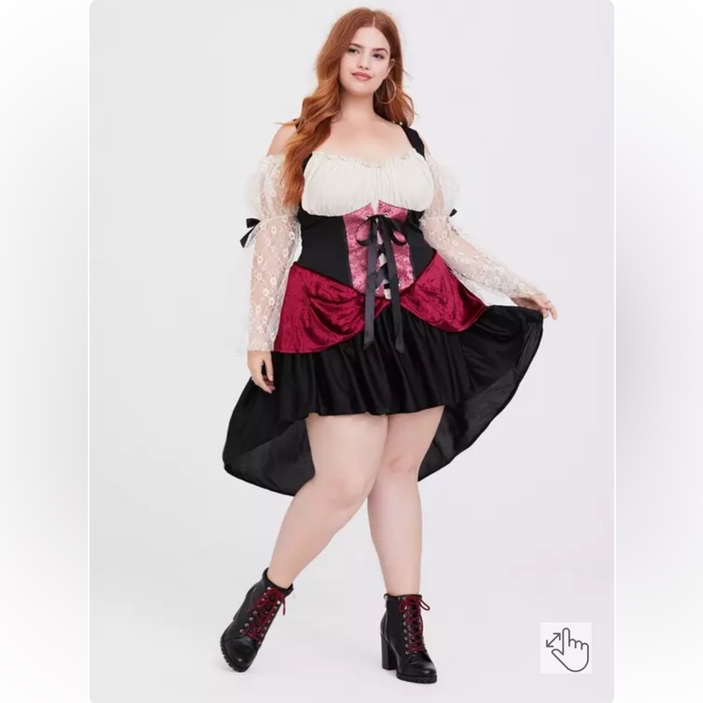 Leg Avenue High Low Pirate Costume Dress in Red and Black Size 3X XXXL